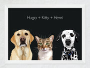 Load image into Gallery viewer, Three-pet framed portrait