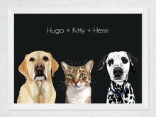 Load image into Gallery viewer, Three-pet framed portrait