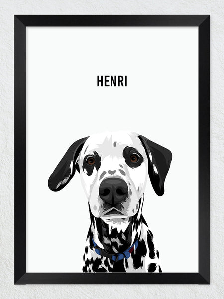 Dalmatian black framed pet portrait