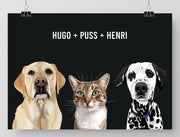 Load image into Gallery viewer, Three-pet digital portrait - Paint My Pooch
